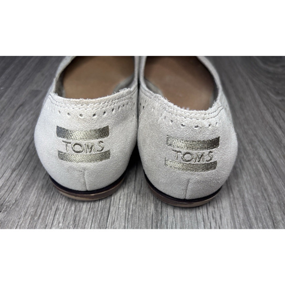 TOMS Jutti Ballet Flats 6.5 Taupe Perforated Slip On Comfort Walking Shoes - Picture 4 of 9